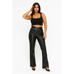 REVICE Black Vegan Leather Venus Flare Stitch Star Butt Pants  Women's Size 25